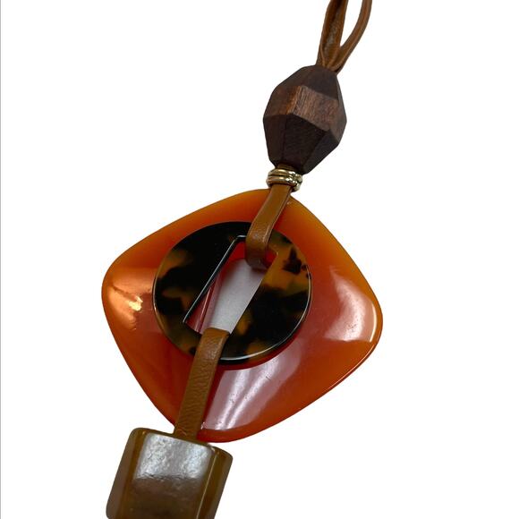 NWT CHICO'S Signed "AUTUMN TASSLE PENDANT" Necklace Orange 28" Long - $69 MSRP - Picture 3 of 4